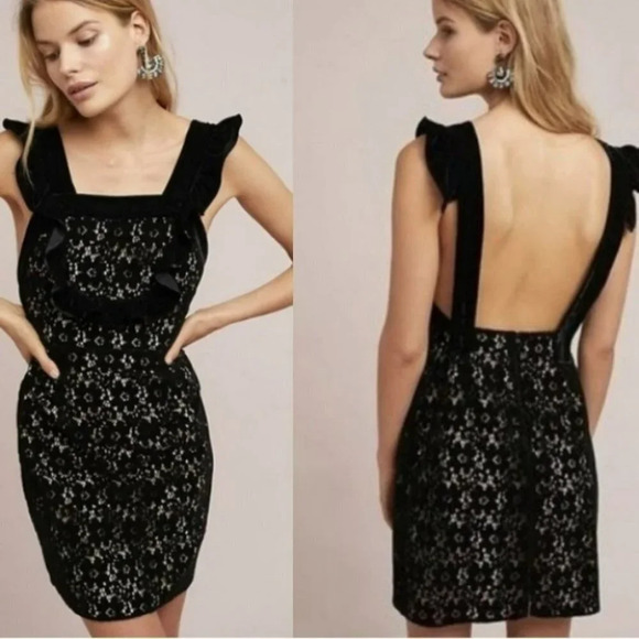 Anthropologie Nightcap Ruffled Velvet Lace Dress Size Small NWT $358 - Picture 1 of 16